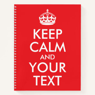 Rot und Weiß Behalten Ruhe und Ihr Text Notizbuch