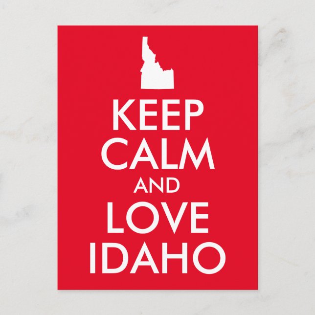 Rot und Weiß Behalten Ruhe und Liebe Idaho Postkarte (Vorderseite)