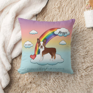 Rot und Weiß Boston Terrier Rainbow Memorial Kissen
