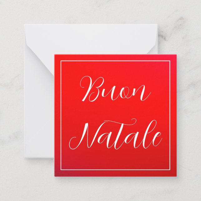 Rot und Weiß Buon Natale Gruß Mitteilungskarte (Vorderseite)