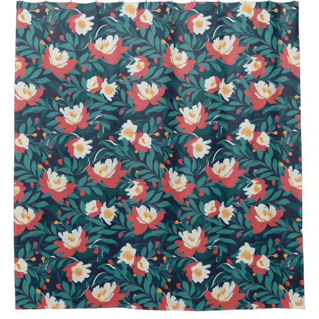 Rot und Weiß Duschvorhang (Vorderseite)