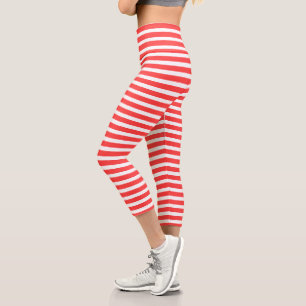 Rot und weiß, einfach, horizontal gestreift capri leggings