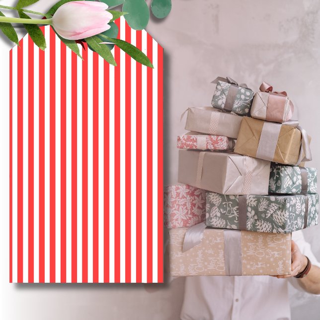 Rot und weiß, einfach, horizontal gestreift geschenkanhänger (Von Creator hochgeladen)