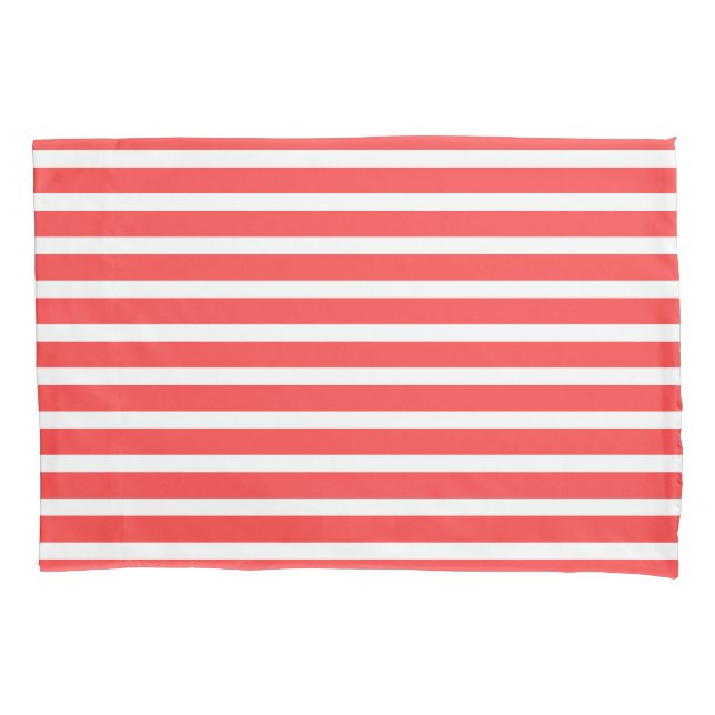 Rot und weiß, einfach, horizontal gestreift kissenbezug (Vorderseite)