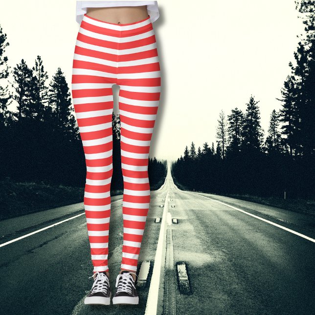 Rot und weiß, einfach, horizontal gestreift leggings (Von Creator hochgeladen)