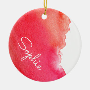 Rot und weiß, einfache Aquarellfarbe Weihnachtsnam Keramik Ornament