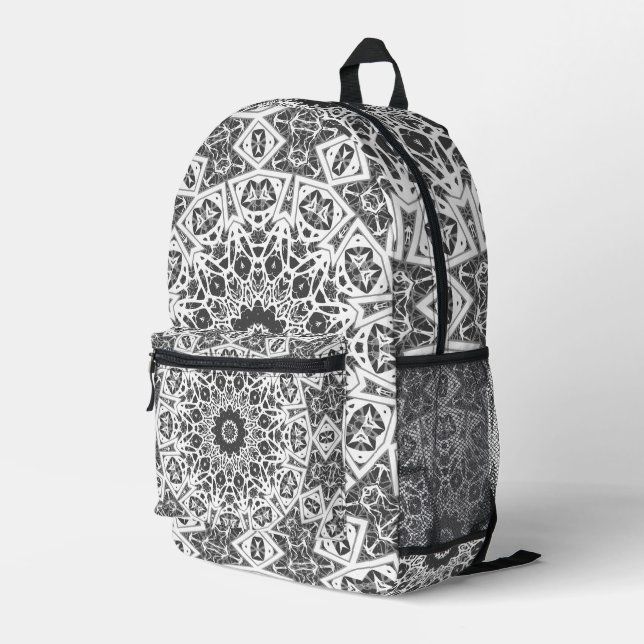 Rot und Weiß, ethnische Bandana Bedruckter Rucksack (Rückseitige Ecke Rechts)