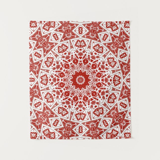 Rot und Weiß, ethnische Bandana Wandteppich (Vorderseite)