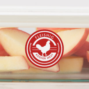 Rot und Weiß Fleishig Label Kosher Fleisch Etiketten