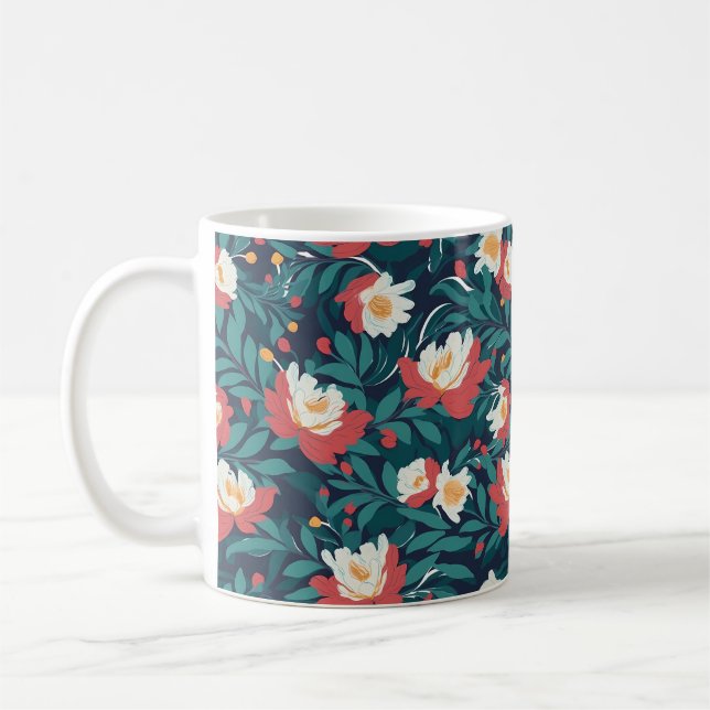 Rot und Weiß floral Kaffeetasse (Links)