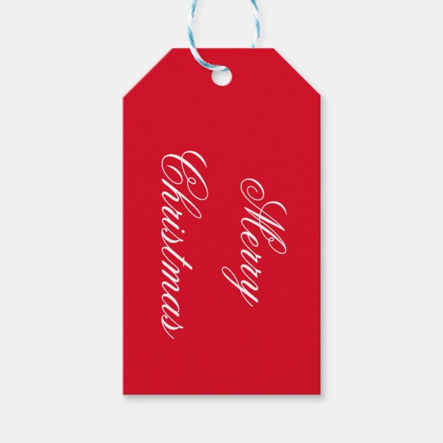 Rot und Weiß frohe Weihnachten Geschenkanhänger (Vorderseite)