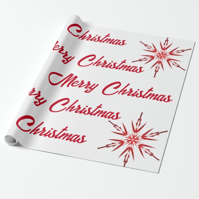 Rot und Weiß frohe Weihnachten Geschenkpapier (Ungerollt)
