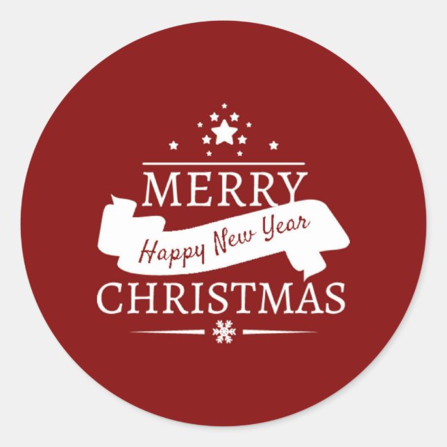 Rot und weiß frohe Weihnachten und glücklich Neues Runder Aufkleber (Vorderseite)