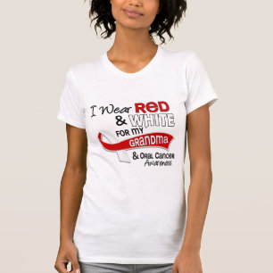Rot und Weiß für Großmutter-Mundkrebs T-Shirt