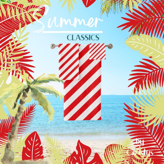 Rot und Weiß gestreift Badhandtuch Set (Von Creator hochgeladen)