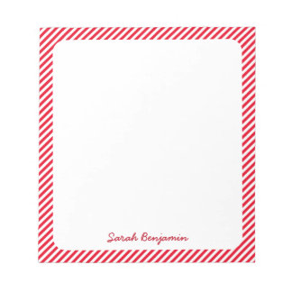 Rot und Weiß gestreifte Santa's List Minimal Elega Notizblock