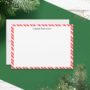 Rot und Weiß gestreifte Weihnachtsgrüße Mitteilungskarte