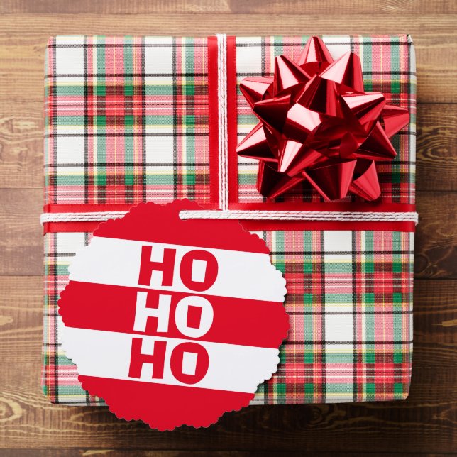 Rot und weiß gestrichen "Ho Ho Ho" Ornament Karte (Insitu (Geschenk))
