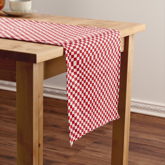 Rot und Weiß Gingham Checkered Großer Tischläufer (Beispiel)