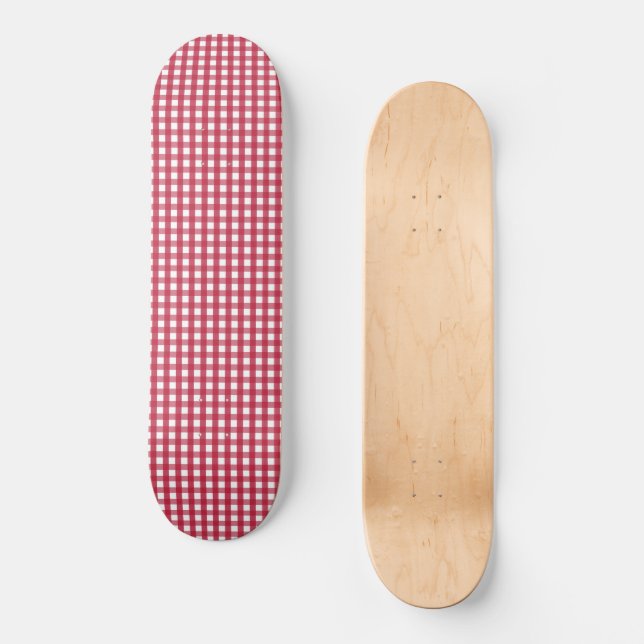 Rot und Weiß Gingham Kariert Skateboard (Vorderseite)