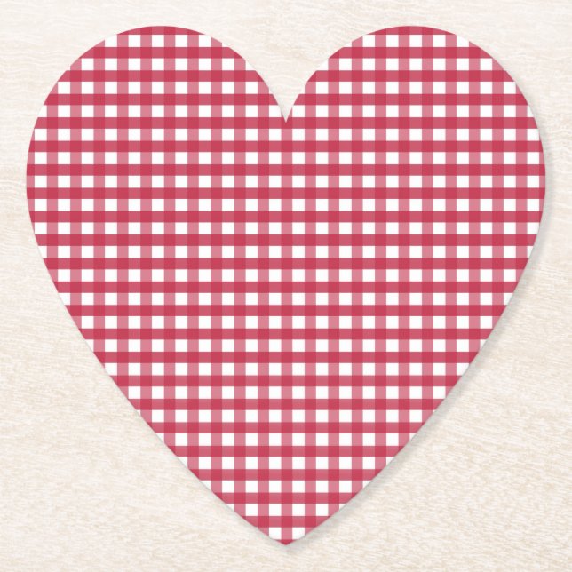 Rot und Weiß Gingham Kariert Untersetzer (Vorderseite)