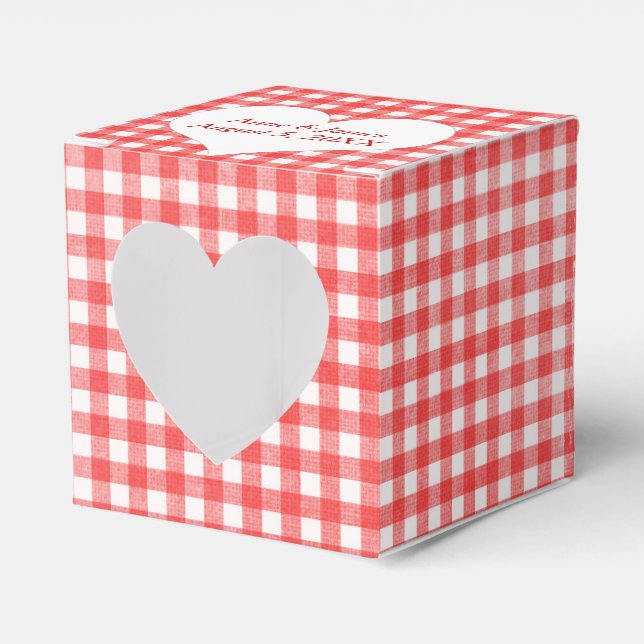 Rot und Weiß Gingham mit Herz-Gefallen Box Geschenkschachtel (Vorderseite)