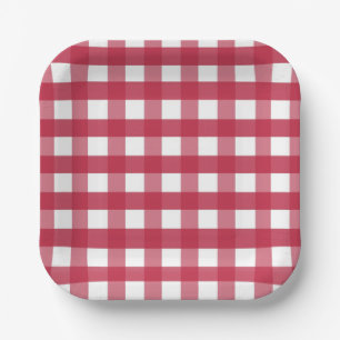 Rot und Weiß Gingham Pappteller