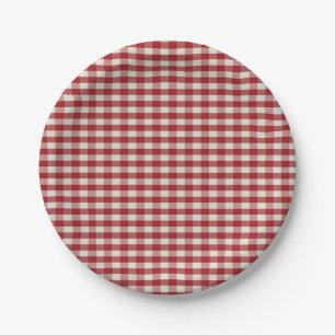 Rot und Weiß Gingham Pappteller