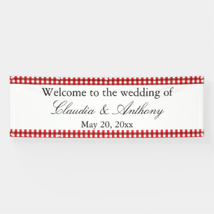 Rot und Weiß Gingham Pattern Barbeque Wedding  Banner