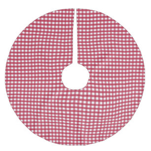 Rot und Weiß Gingham Polyester Weihnachtsbaumdecke