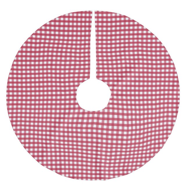 Rot und Weiß Gingham Polyester Weihnachtsbaumdecke (Vorderseite)
