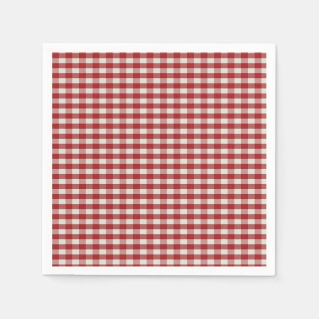 Rot und Weiß Gingham Serviette (Vorderseite)