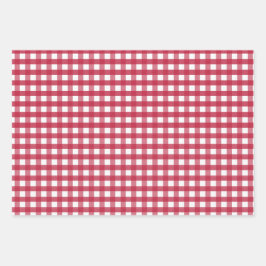 Rot und Weiß Gingham Trivet Geschenkpapier Set