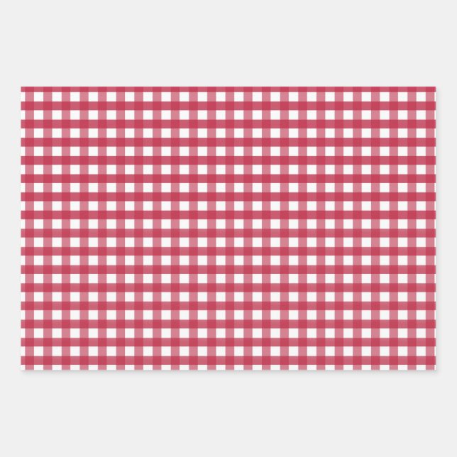 Rot und Weiß Gingham Trivet Geschenkpapier Set (Vorderseite)