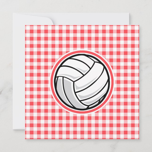 Rot und Weiß Gingham; Volleyball Einladung (Vorderseite)