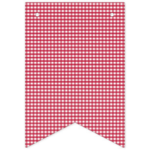 Rot und Weiß Gingham. Wimpelkette