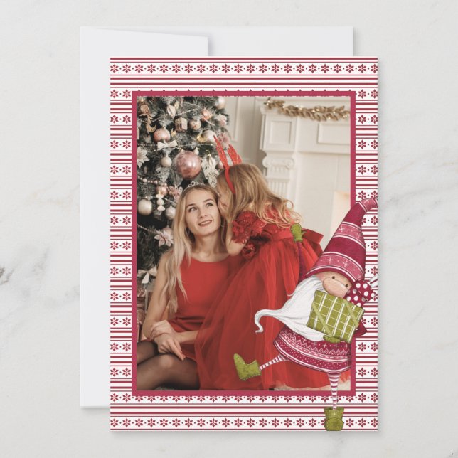 Rot und Weiß Gnome Foto Weihnachten (Vorderseite)