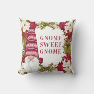 Rot und Weiß Gnome Sweet Gnome   Christmas Kissen