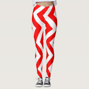 Rot und weiß Groß Vertikal Zickzack Leggings