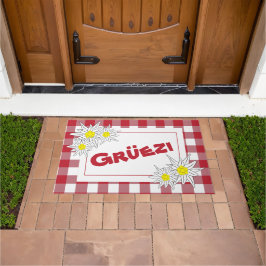 Rot und Weiß Gruezi Doormat mit Edelweiss Fußmatte