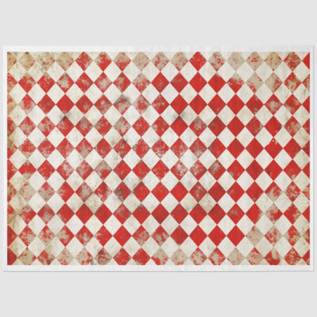 Rot und Weiß Harlequin Seidenpapier (Vorderseite)
