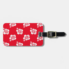 Rot und Weiß Hibiskus Blumen Gepäckanhänger