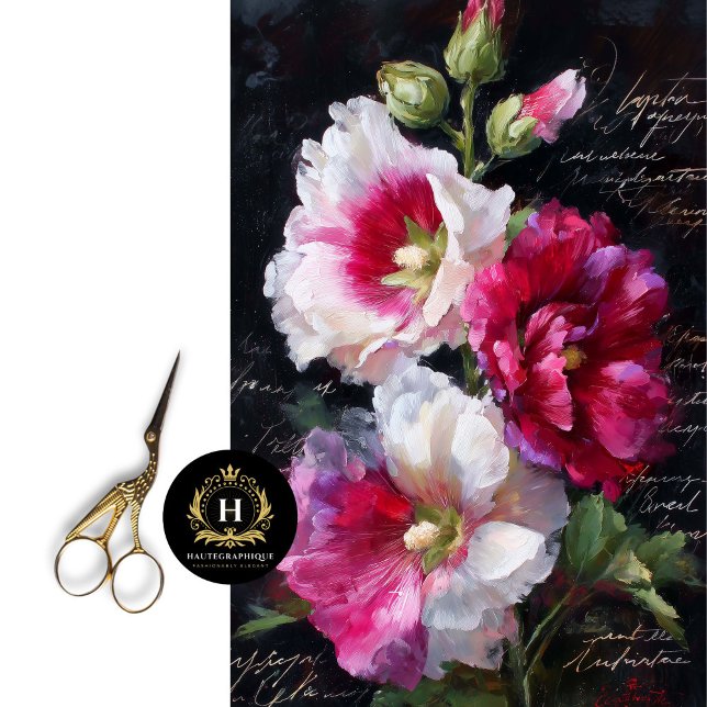 Rot und Weiß Hollyhock Floral Decoupage Seidenpapier (Wrap Planters & Cachepots in Flowering Prints)