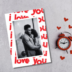 Rot und weiß Ich Liebe Sie Foto Valentinstag Mitteilungskarte