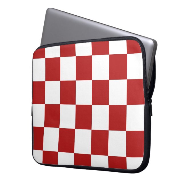Rot und Weiß Laptopschutzhülle (Vorderseite Links)