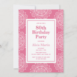 Rot und Weiß Mandala Blume 70. Geburtstag Einladung