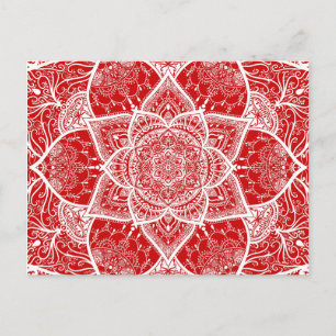 Rot und Weiß Mandala - Loergano in Cherry Postkarte