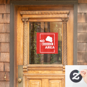 Rot und Weiß Minimalistisch Keine Rauchzone Fensteraufkleber