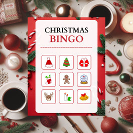 Rot und Weiß Moderne Weihnachts-Bingo-Puzzle