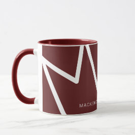 Rot und Weiß Modernes Abstraktes Monogramm Tasse